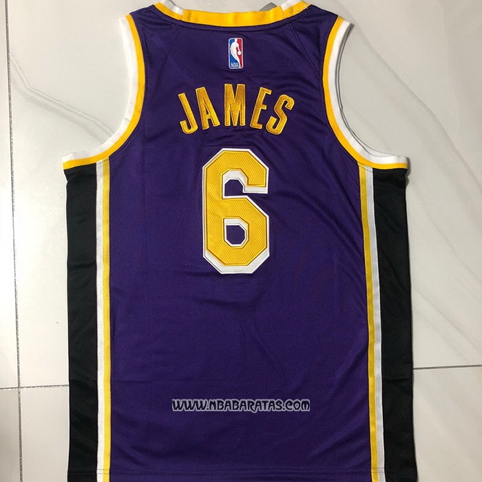 Camiseta Los Angeles Lakers LeBron James #6 Statement 2020-21 Violeta